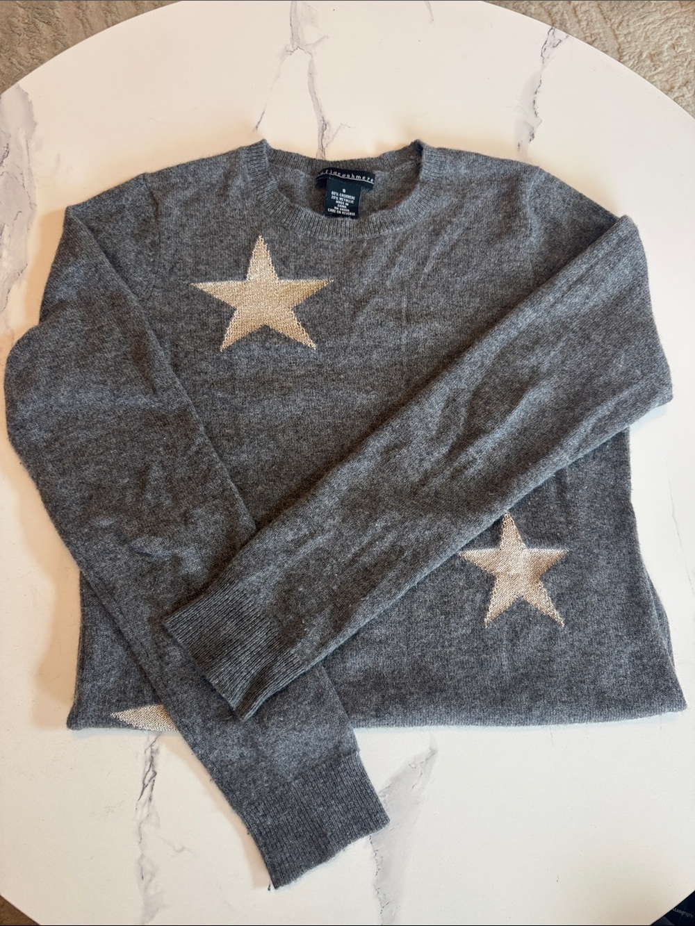 Sofia Cashmere Gray Metallic Blend Crewneck Sweater